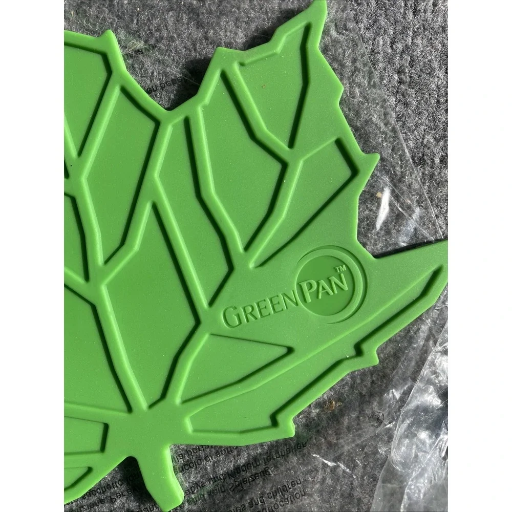 Pair BRAND NEW Green Pan Silicone Green Leaf Trivets Tropical Nature - Picture 5 of 9